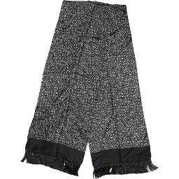 Black Patterned Fringes Men Foulard Scarf