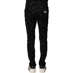 Black Cotton DG Logo Skinny Men Denim Jeans