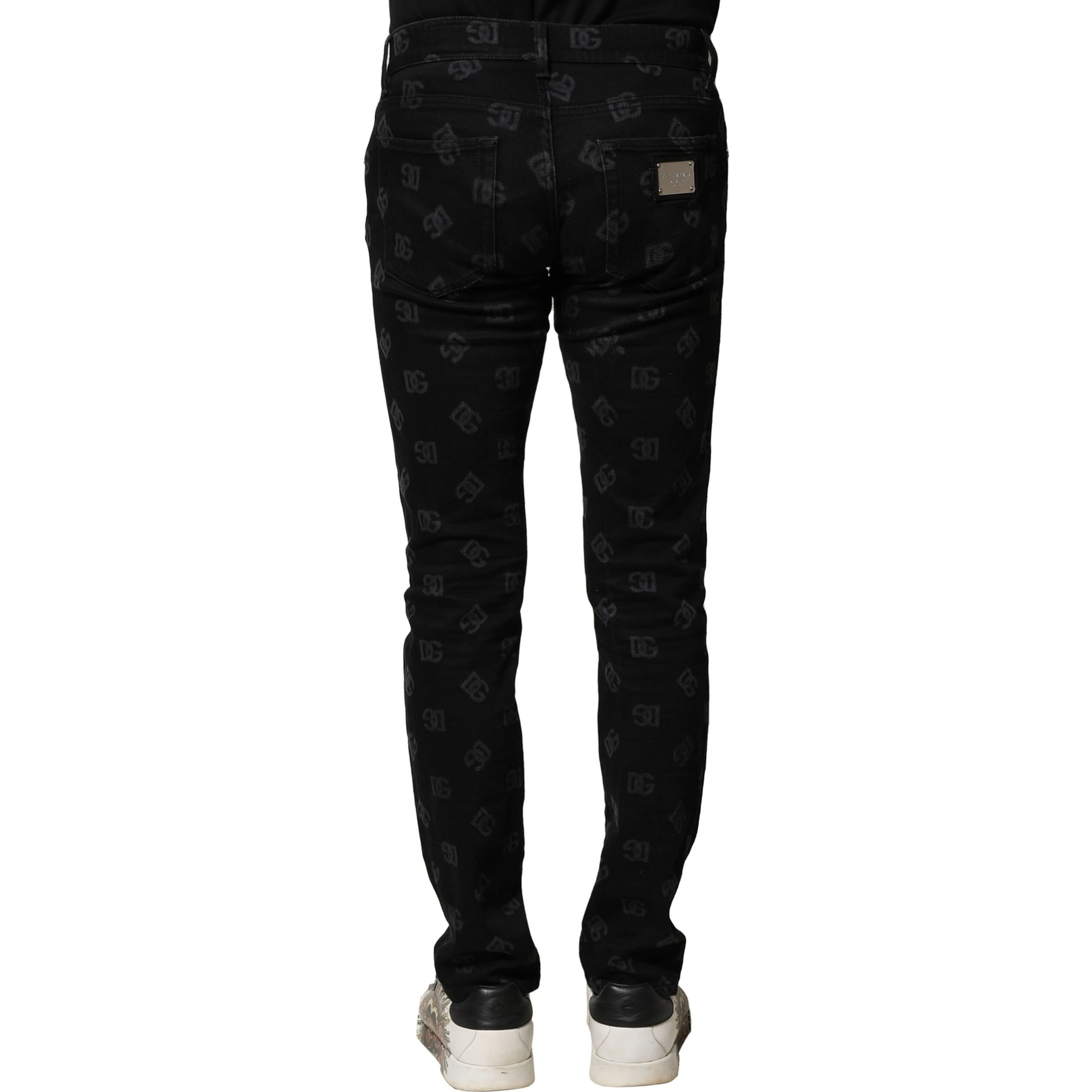 Black Cotton DG Logo Skinny Men Denim Jeans