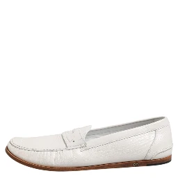 White Leather Loafers Moccasins Slip On Shoes