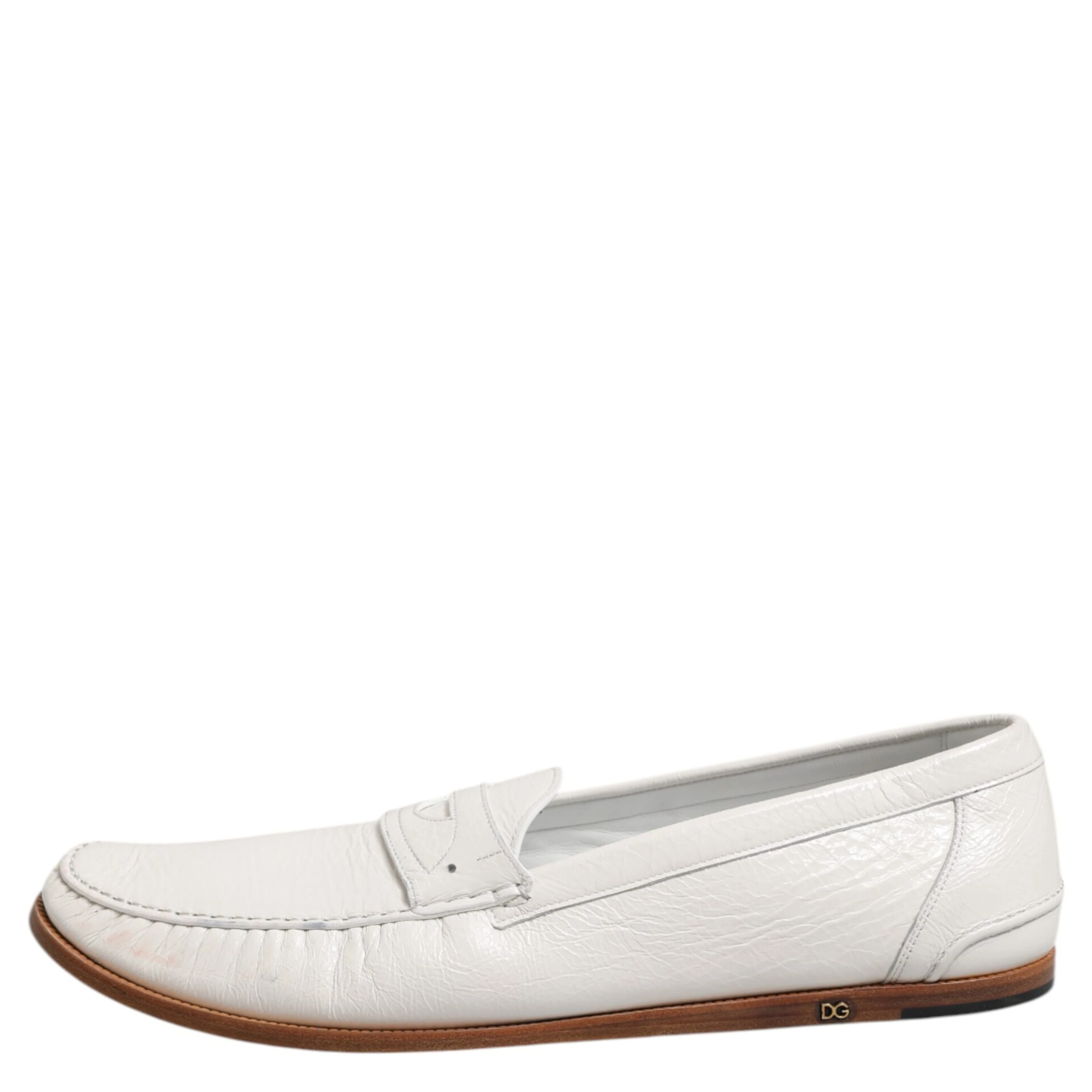 White Leather Loafers Moccasins Slip On Shoes