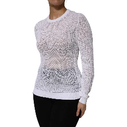 White Round Neck Long Sleeves Pullover Top