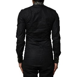 Black Cotton GOLD Long Sleeves Dress Shirt