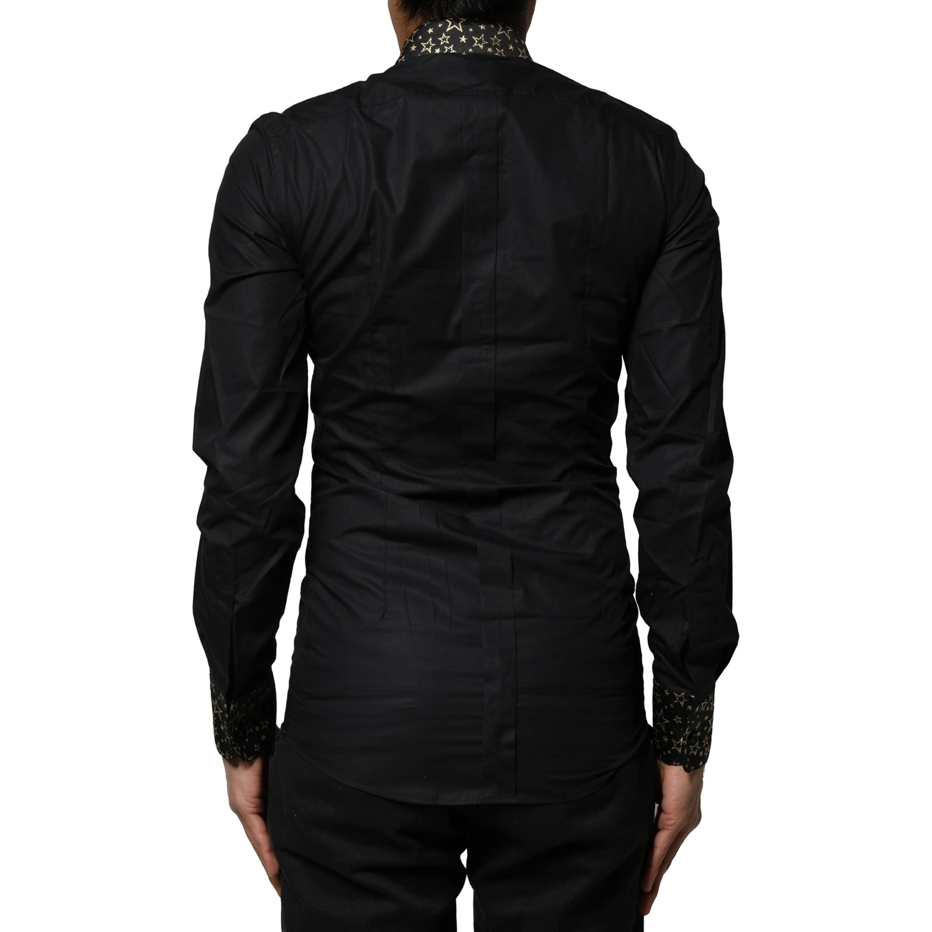 Black Cotton GOLD Long Sleeves Dress Shirt