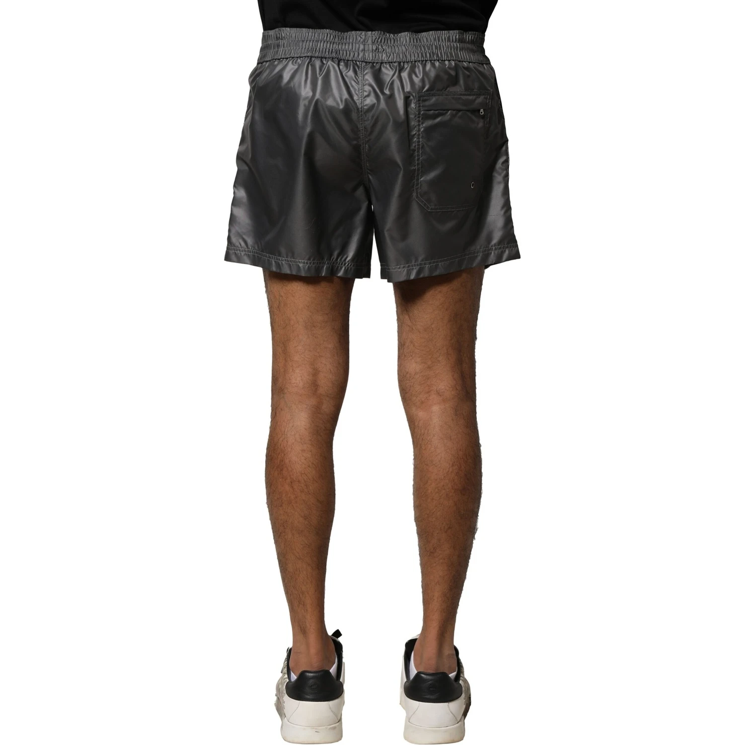 Gray Polyester Mid Waist Casual Bermuda Shorts