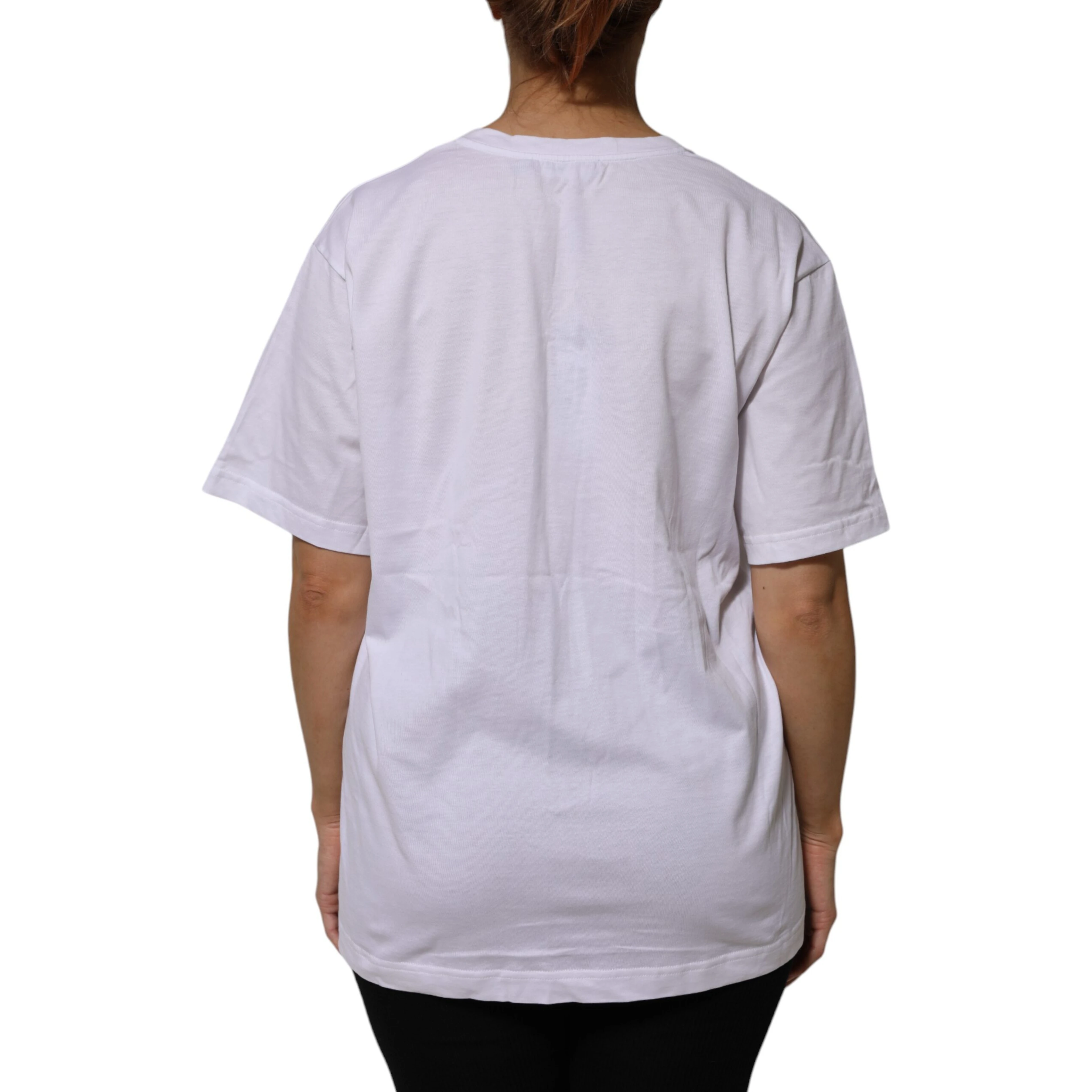 White Cotton Short Sleeves V-neck T-shirt
