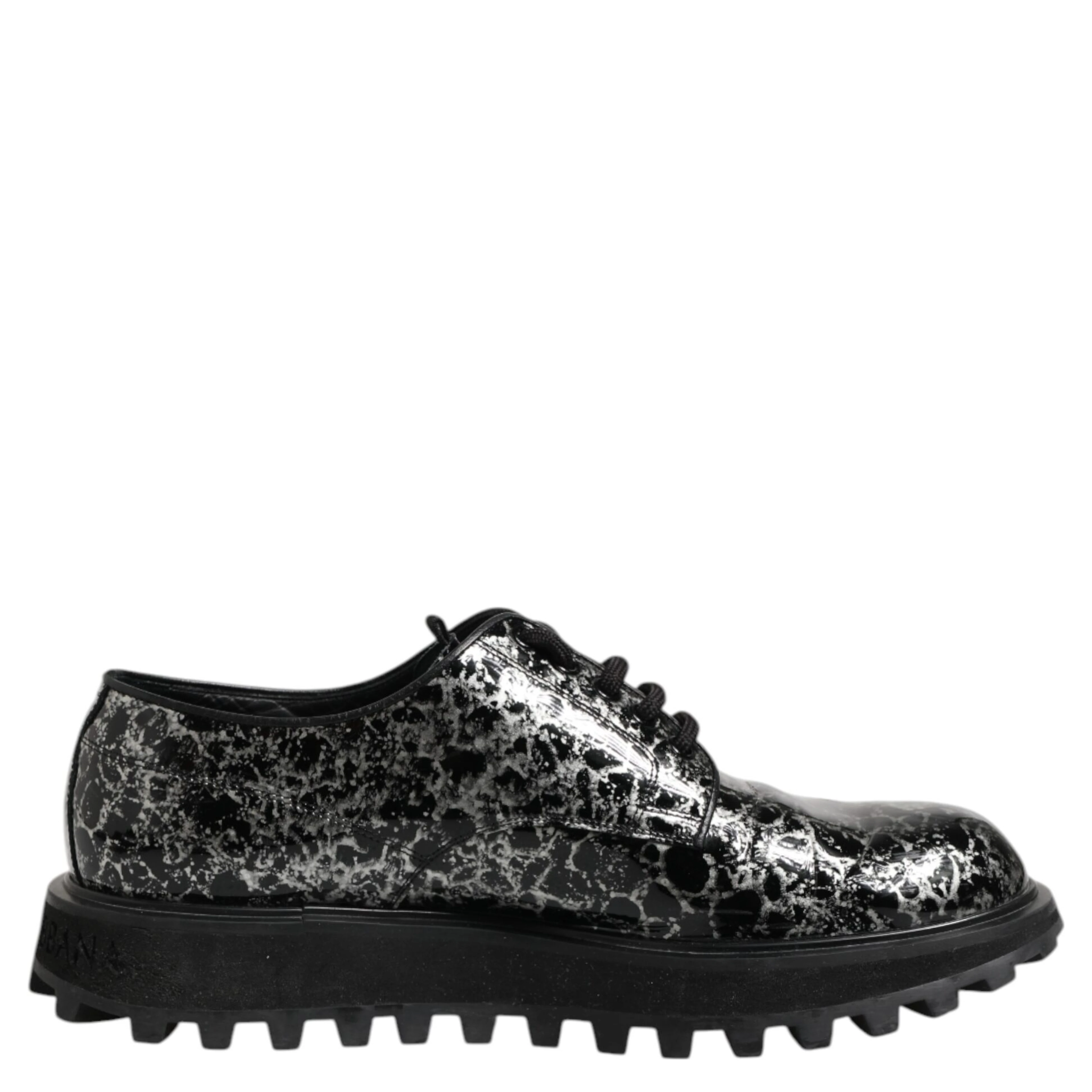 Black White Calfskin Chunky Derby Shoes