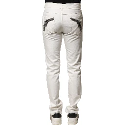 White Cotton Skinny Men Denim Jeans