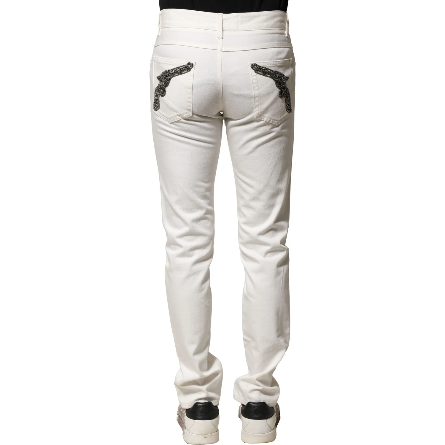 White Cotton Skinny Men Denim Jeans