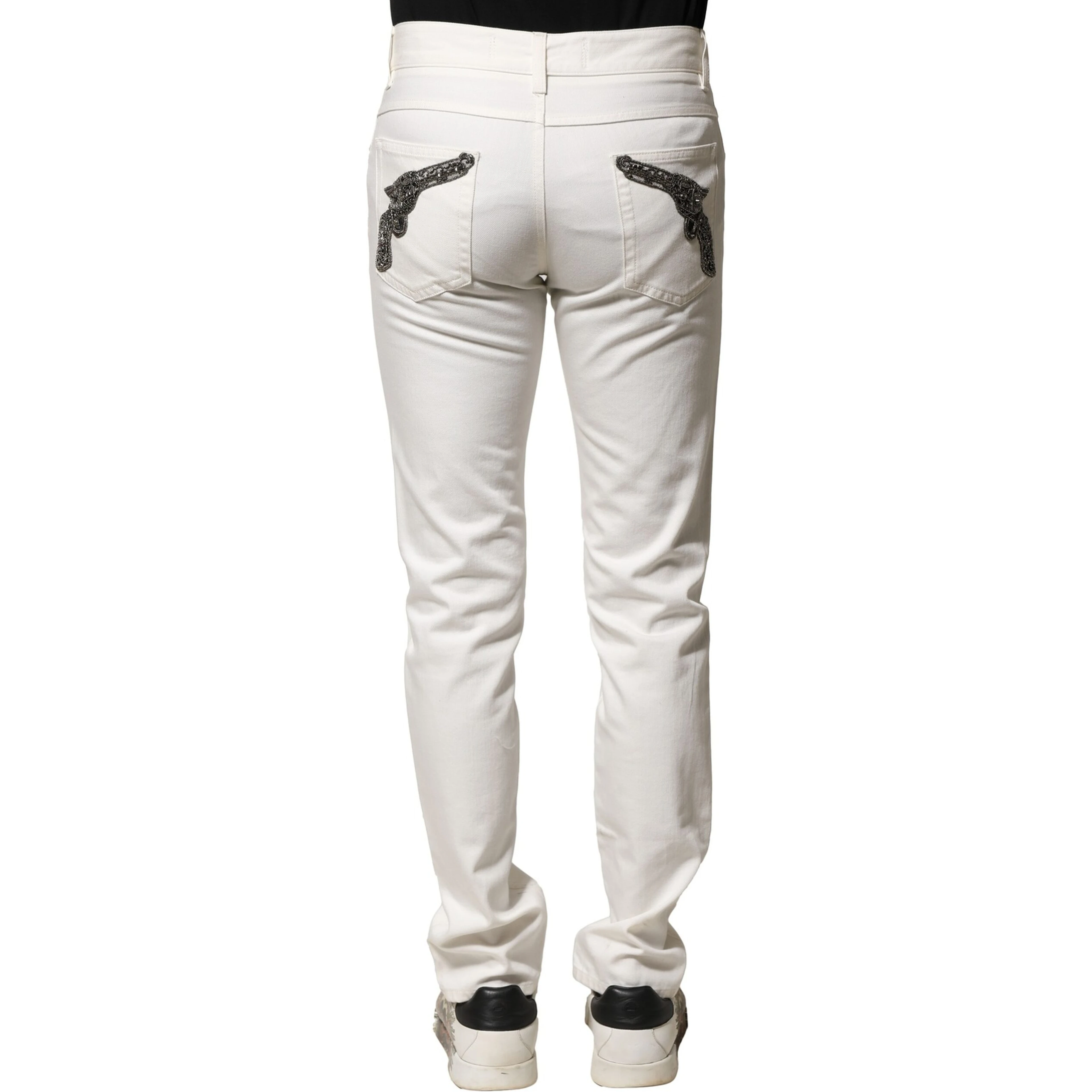 White Cotton Skinny Men Denim Jeans
