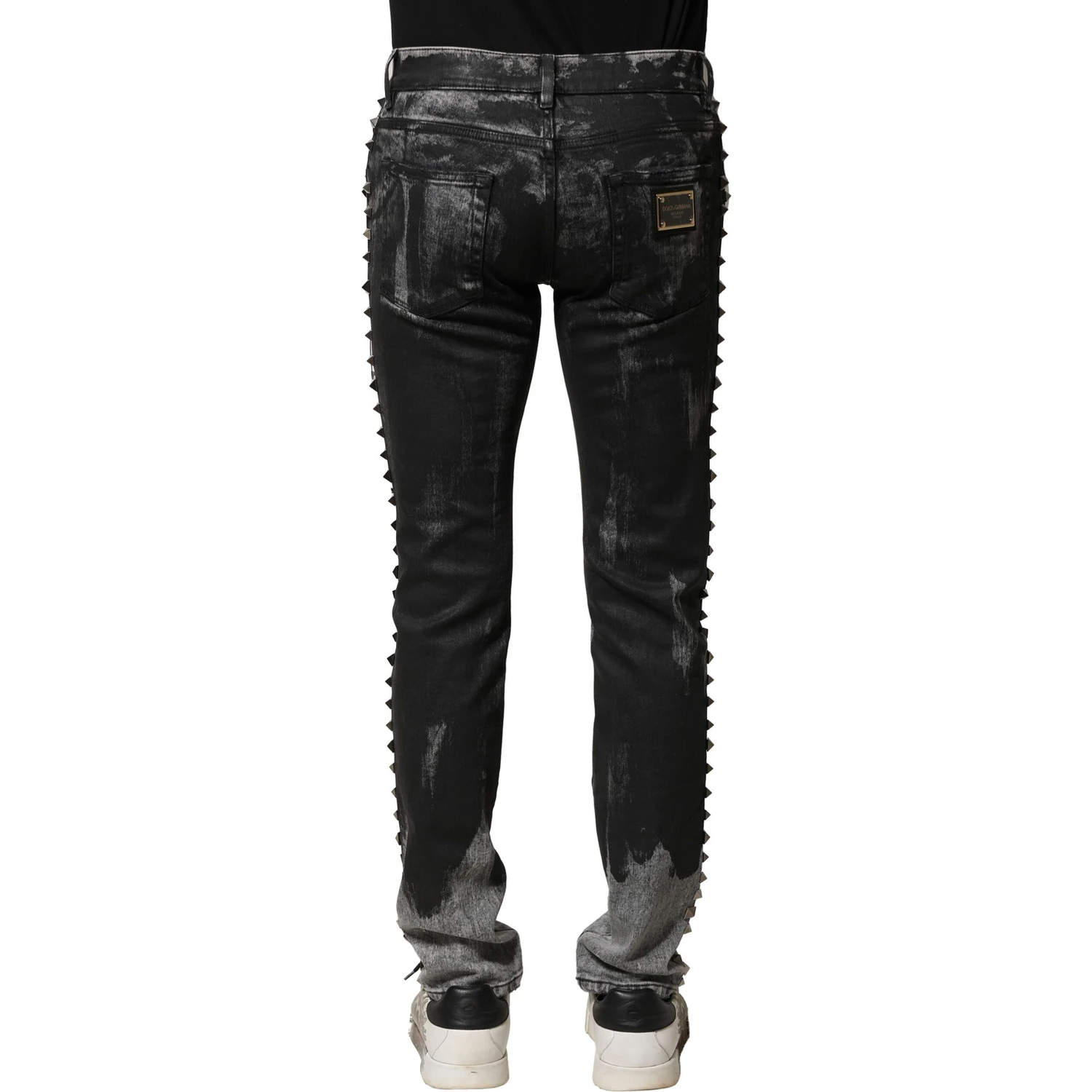 Black Washed Embellished Skinny Denim Jeans