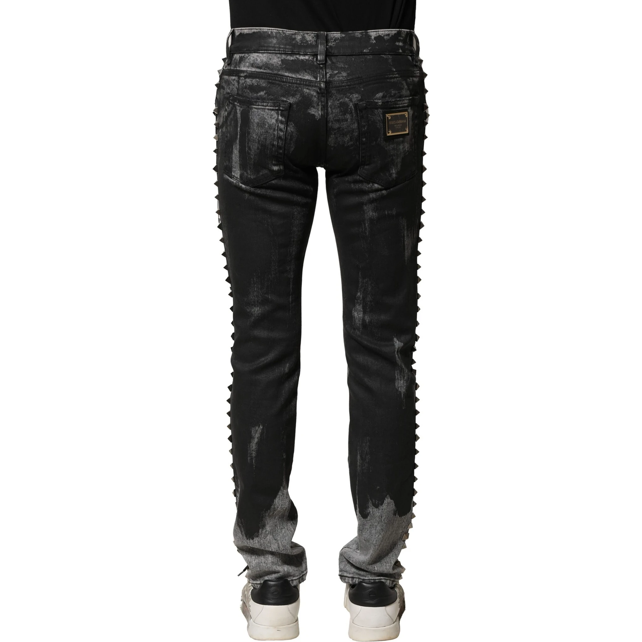 Black Washed Embellished Skinny Denim Jeans