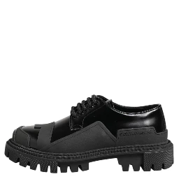 Black Patent Leather Trekking Derby Shoes