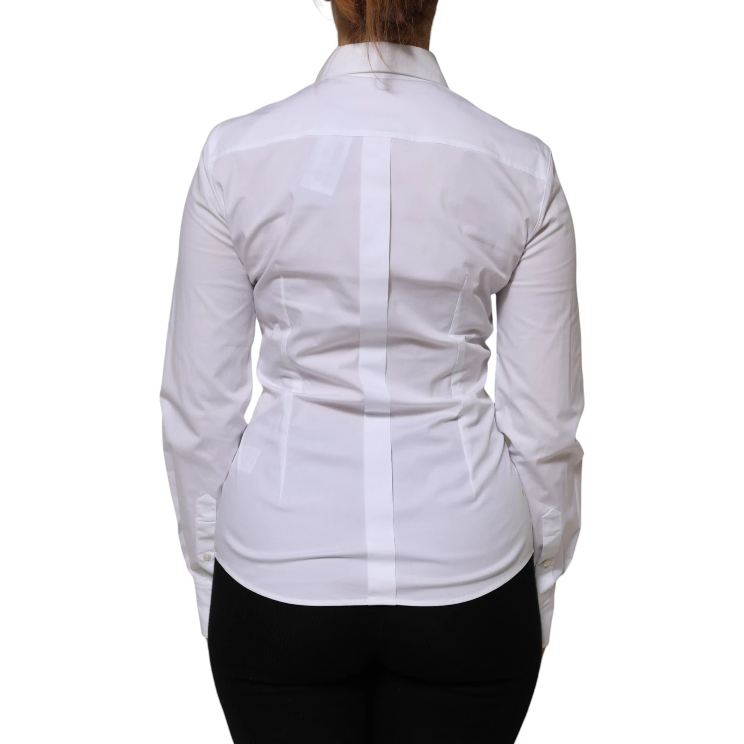 White Cotton Collared Long Sleeves Shirt Top