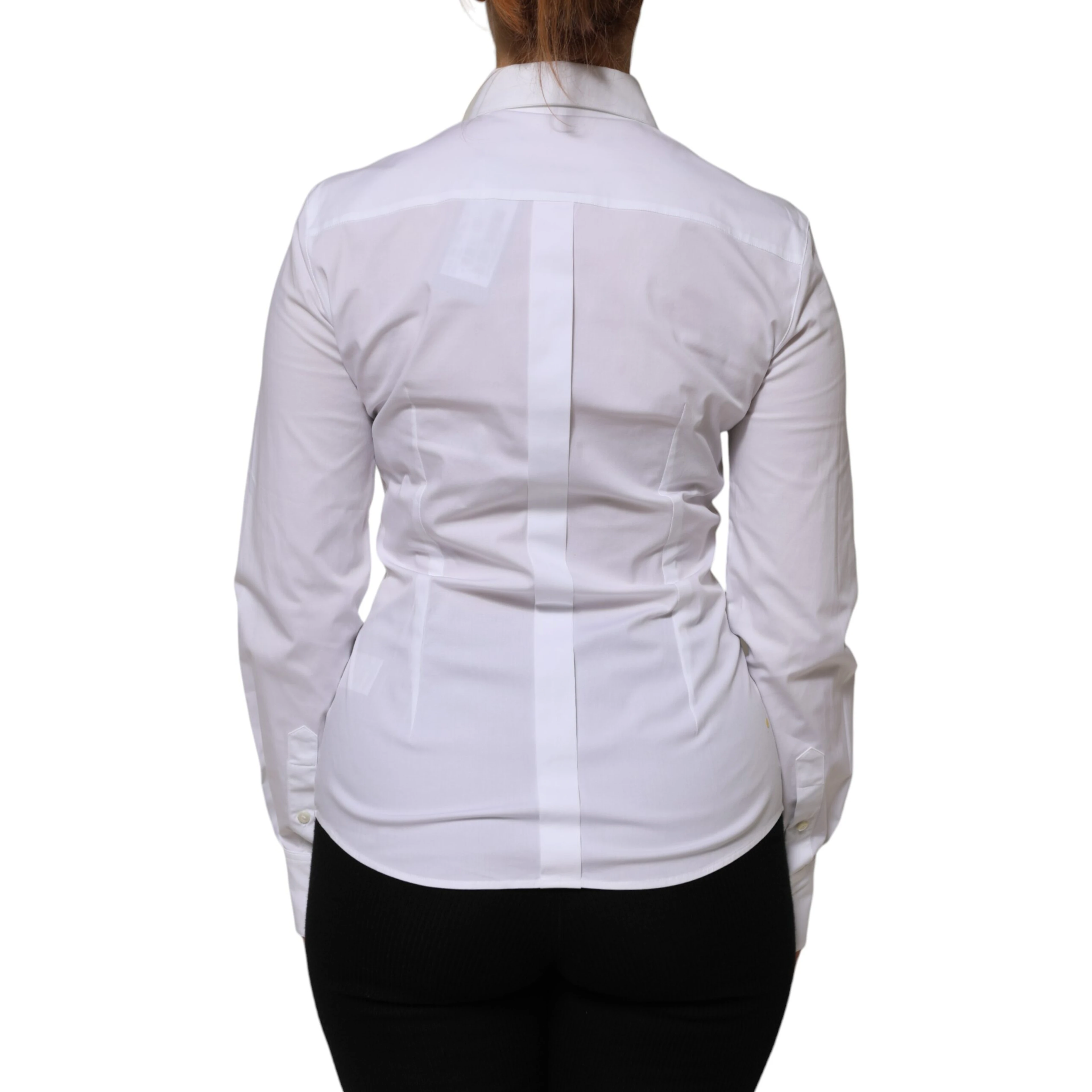 White Cotton Collared Long Sleeves Shirt Top