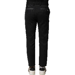 Black Gray Cotton Tapered Men Pants
