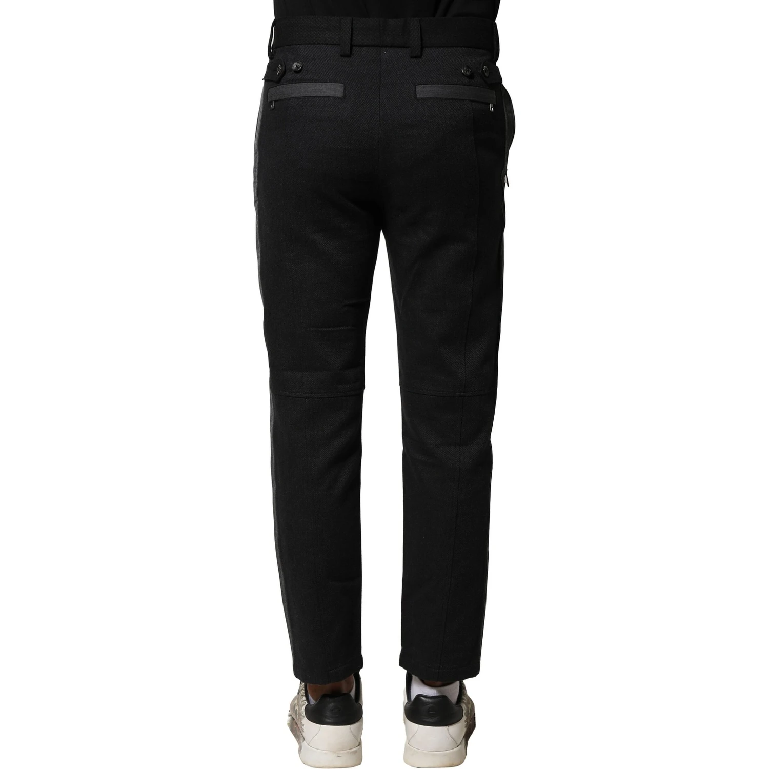 Black Gray Cotton Tapered Men Pants