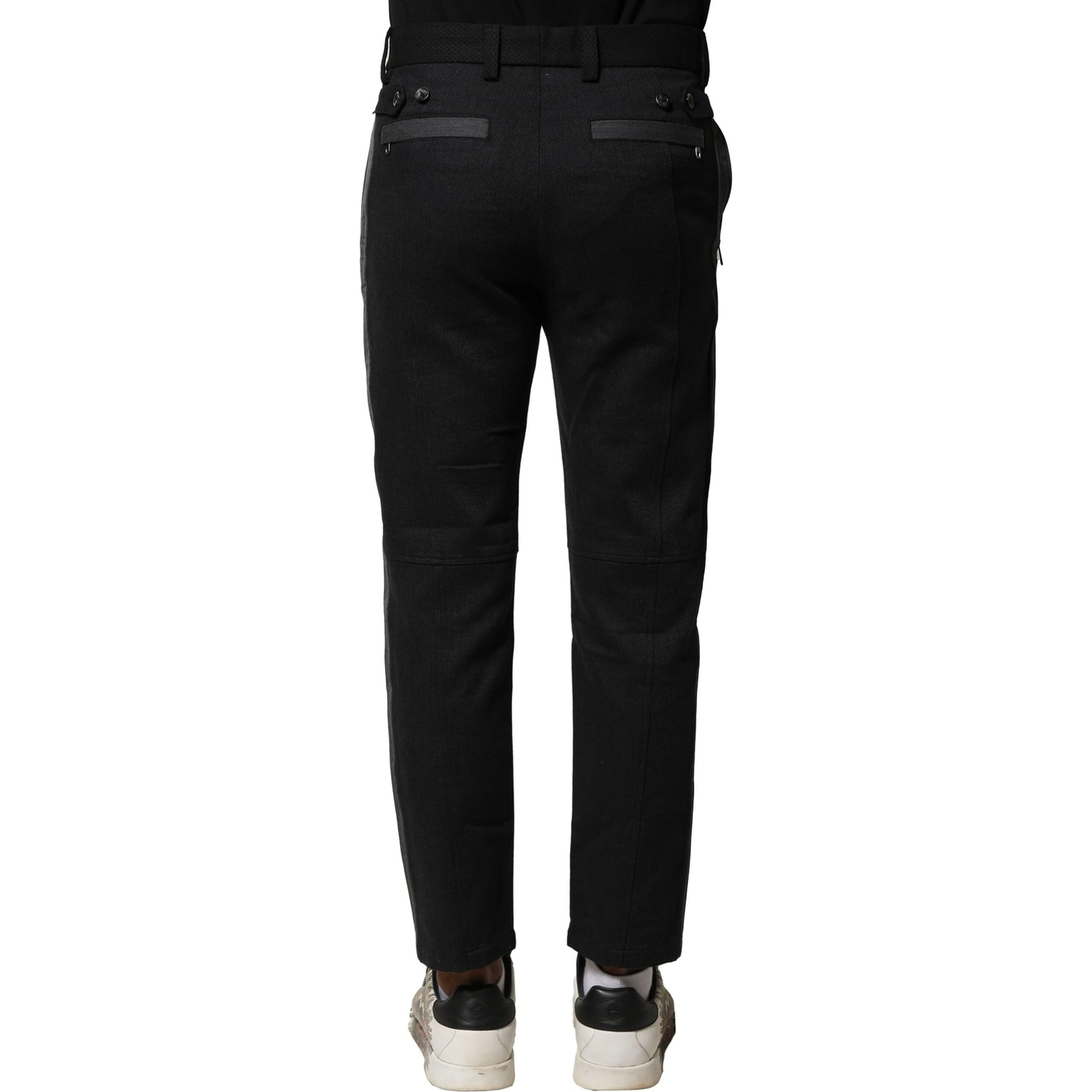 Black Gray Cotton Tapered Men Pants