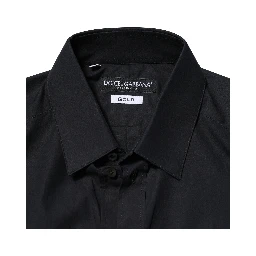 Black Cotton GOLD Long Sleeves Dress Shirt