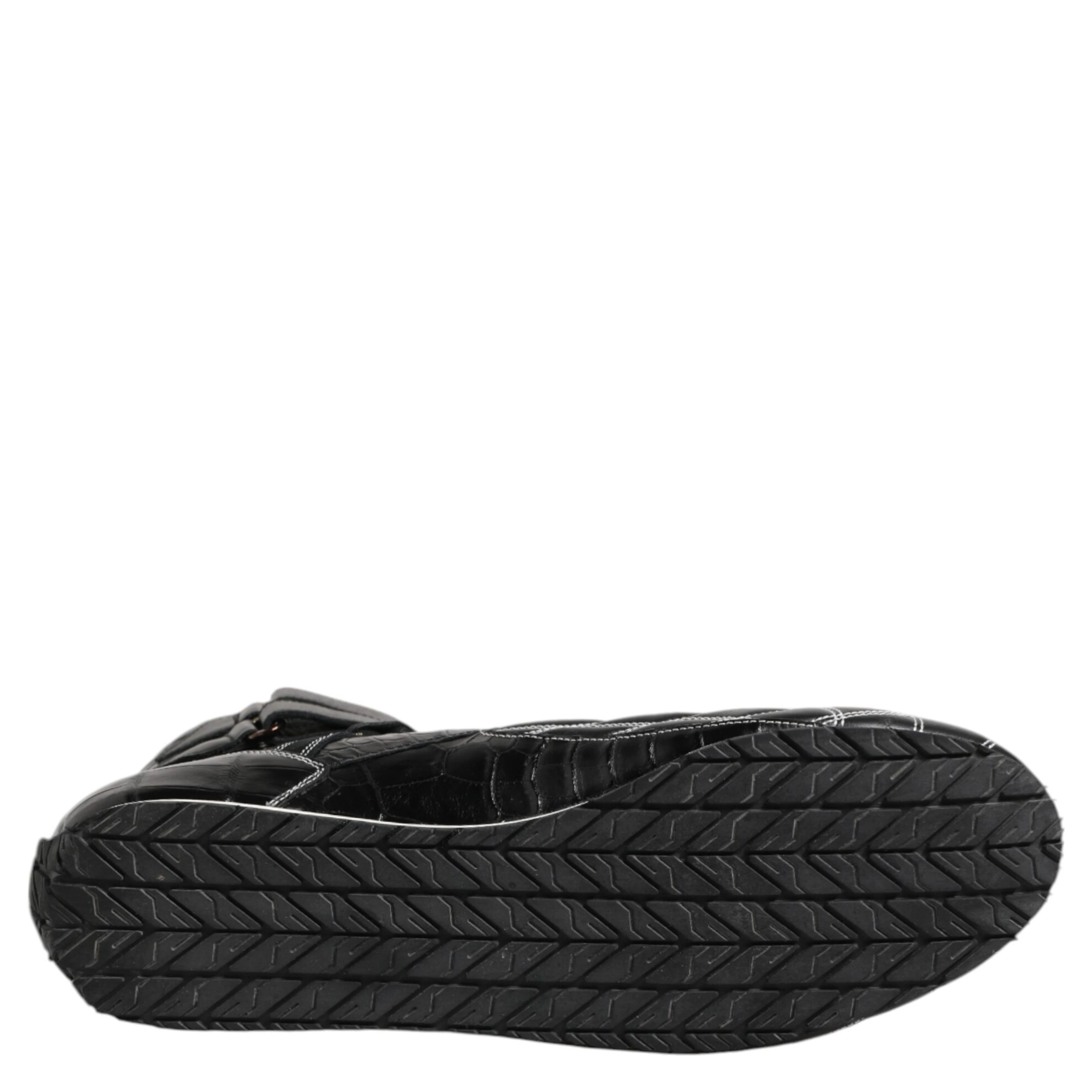 Black Quilted Leather Lace Up Sneakers Shoes