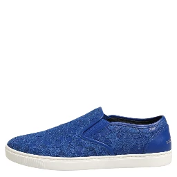 Blue Leather Lace Slip On Sneaker Shoes