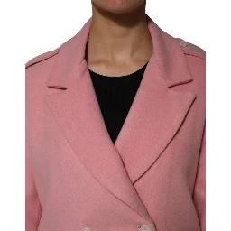 Pink Wool Double Breasted Blazer Coat Jacket