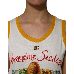 White Araneine Siciliane Sleeveless Tank Top