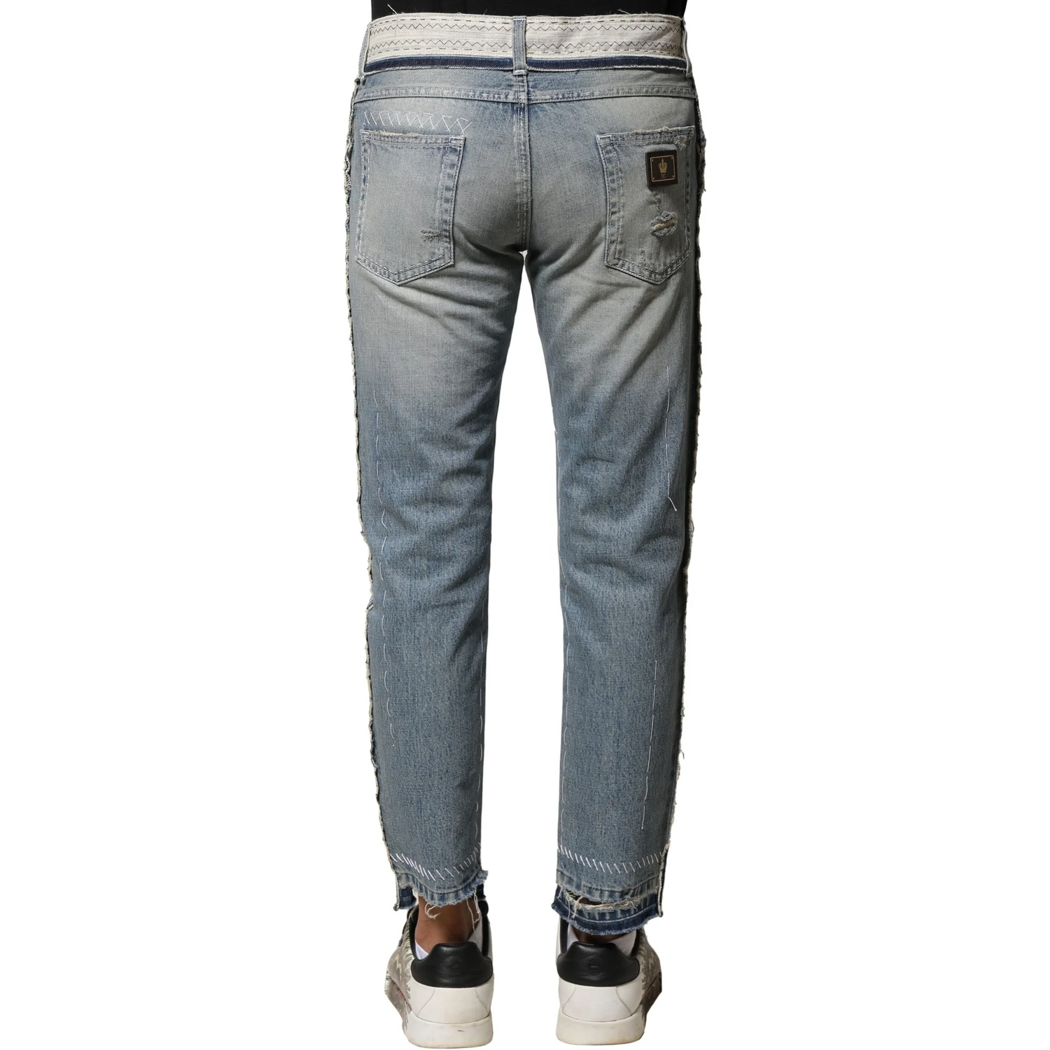 Light Blue Tattered Straight Men Denim Jeans