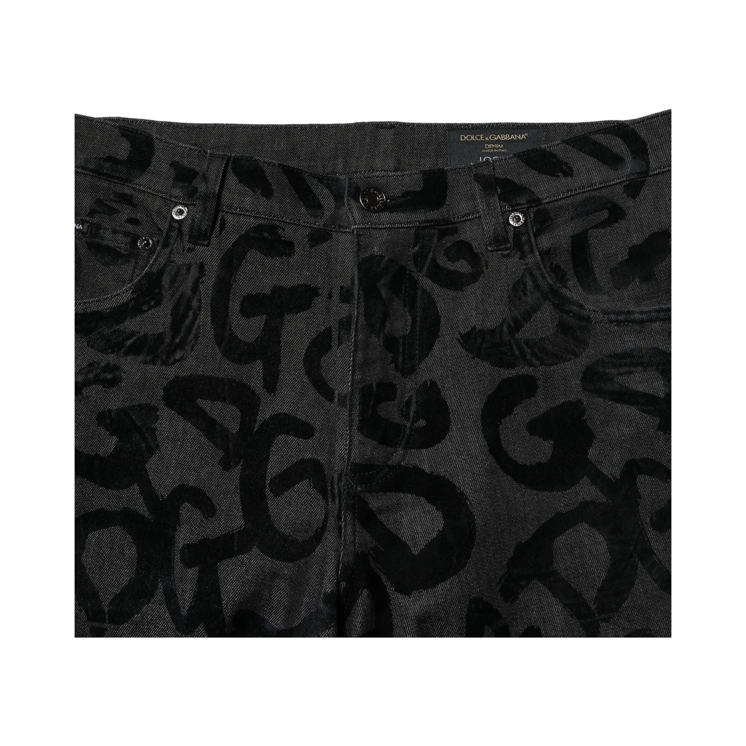 Gray Cotton DG Logo Straight Men Denim Jeans