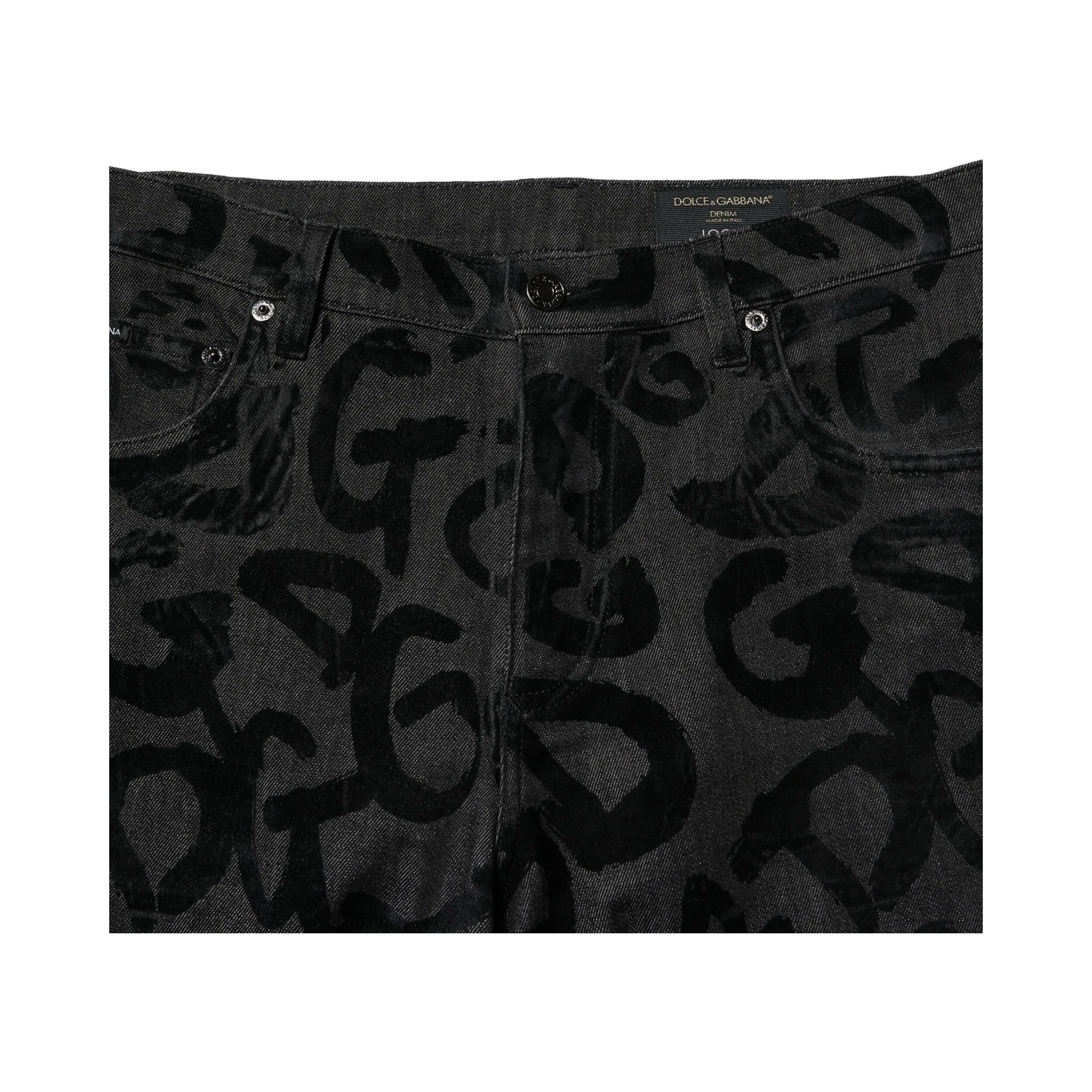 Gray Cotton DG Logo Straight Men Denim Jeans