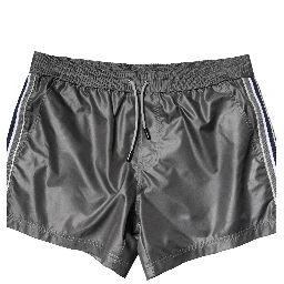 Gray Polyester Mid Waist Casual Bermuda Shorts