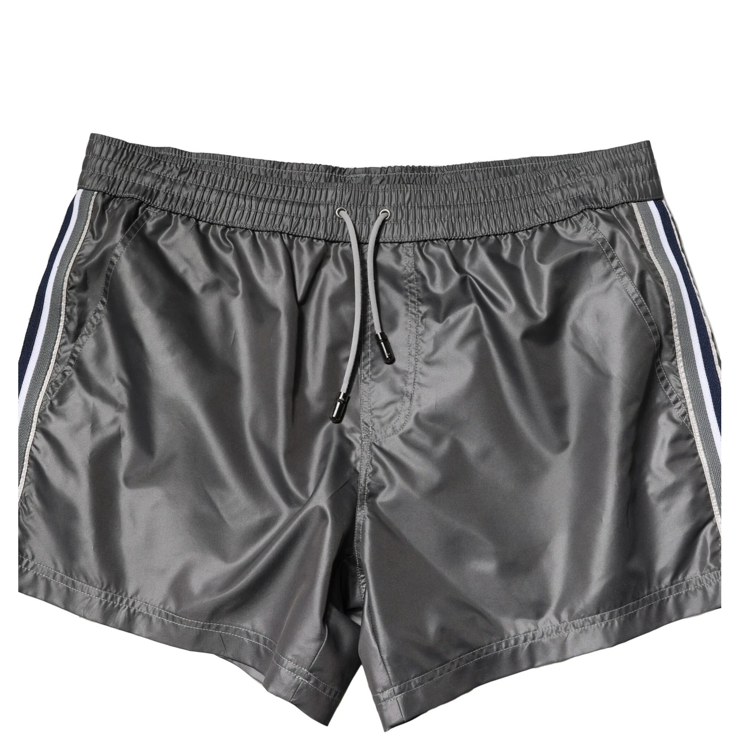 Gray Polyester Mid Waist Casual Bermuda Shorts