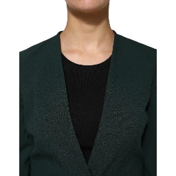 Green Single Breasted One Button Coat Jacket