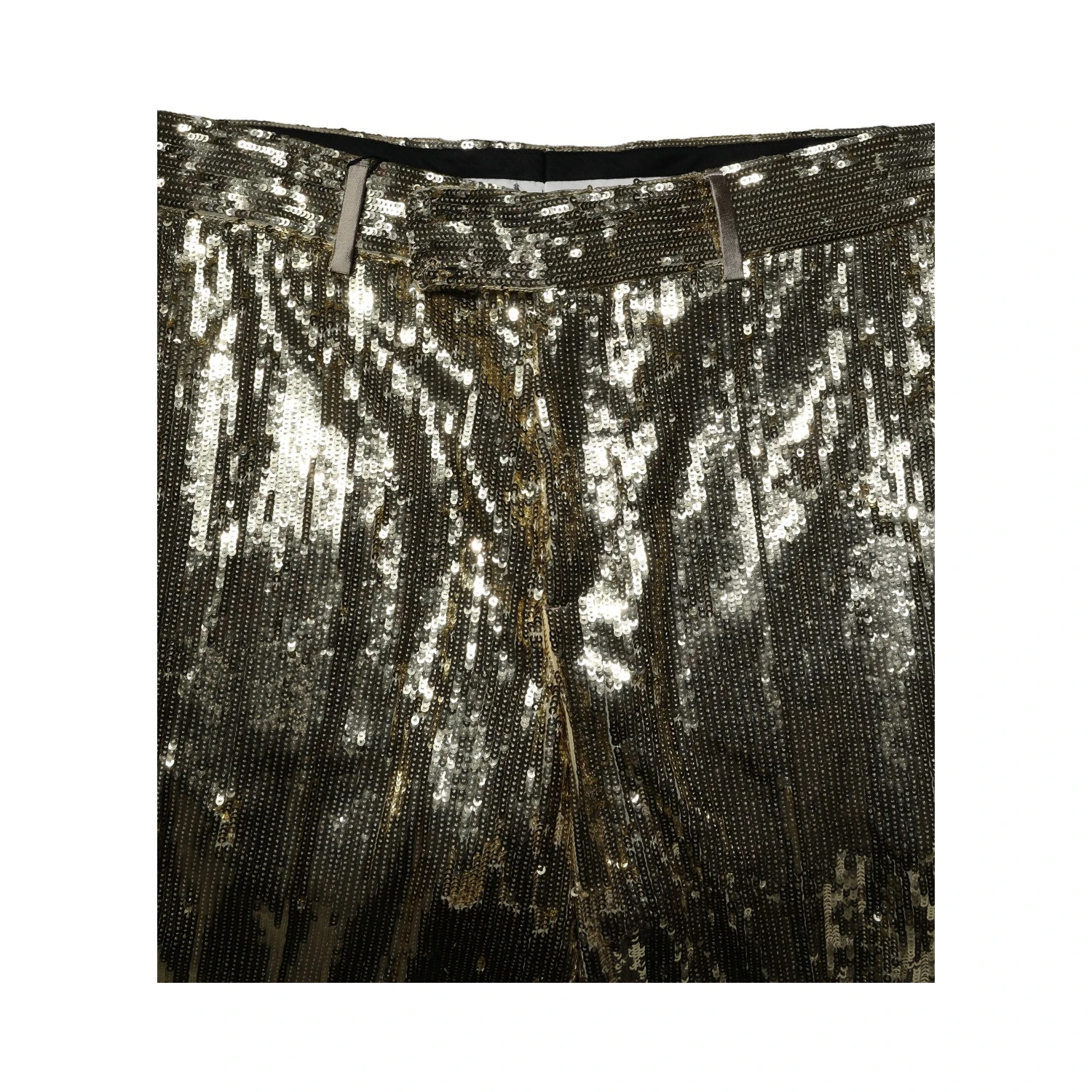 Gold Sequin Polyester Embellished Bermuda Shorts