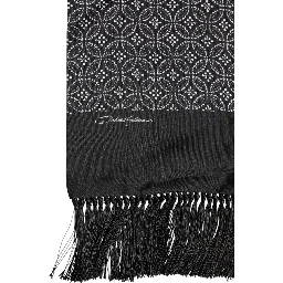 Black Patterned Fringes Men Foulard Scarf