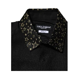 Black Cotton GOLD Long Sleeves Dress Shirt