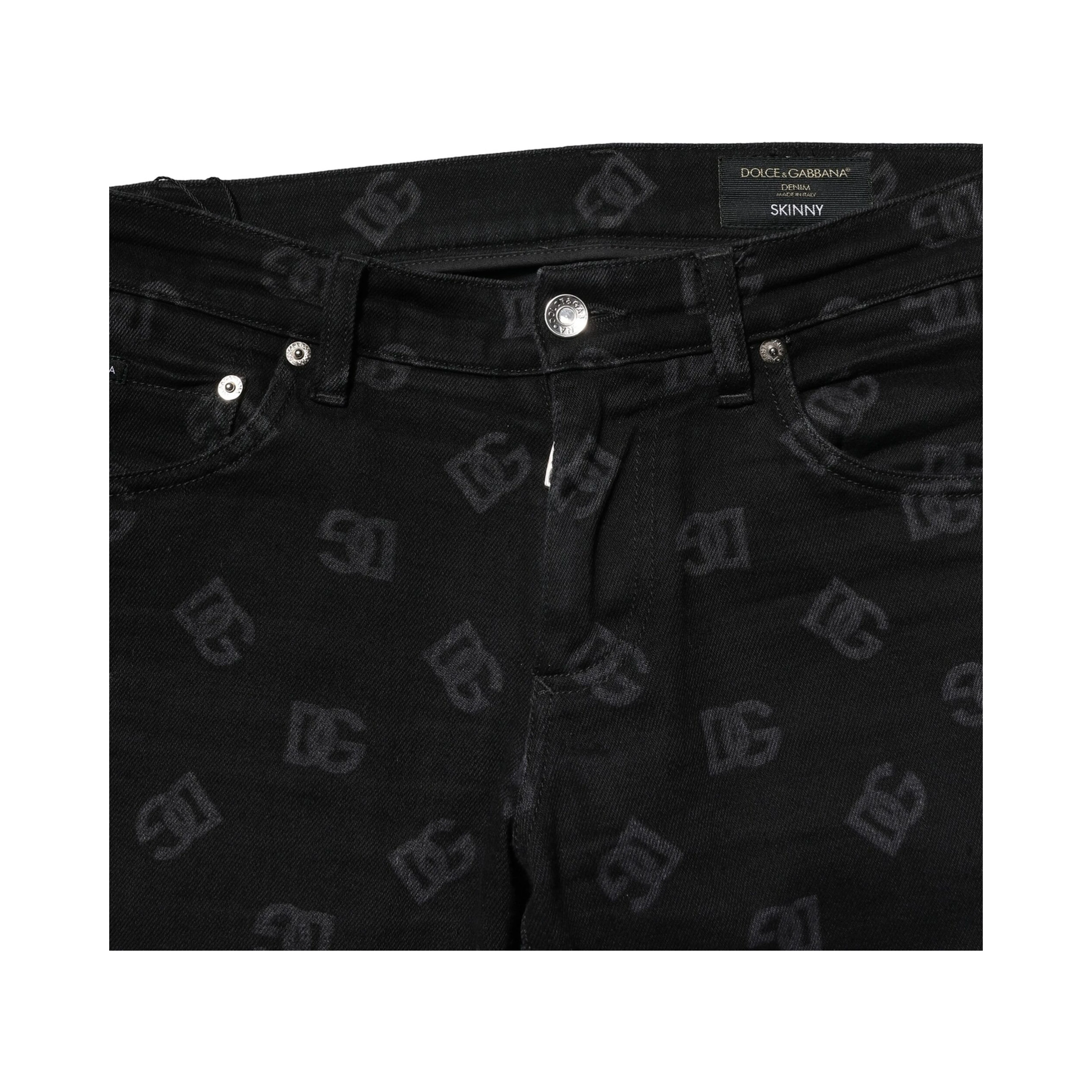 Black Cotton DG Logo Skinny Men Denim Jeans