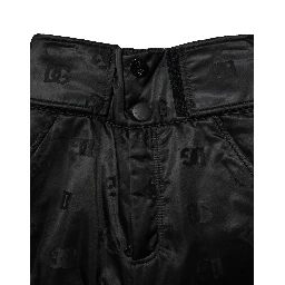 Black Nylon DG Logo Straight Pants