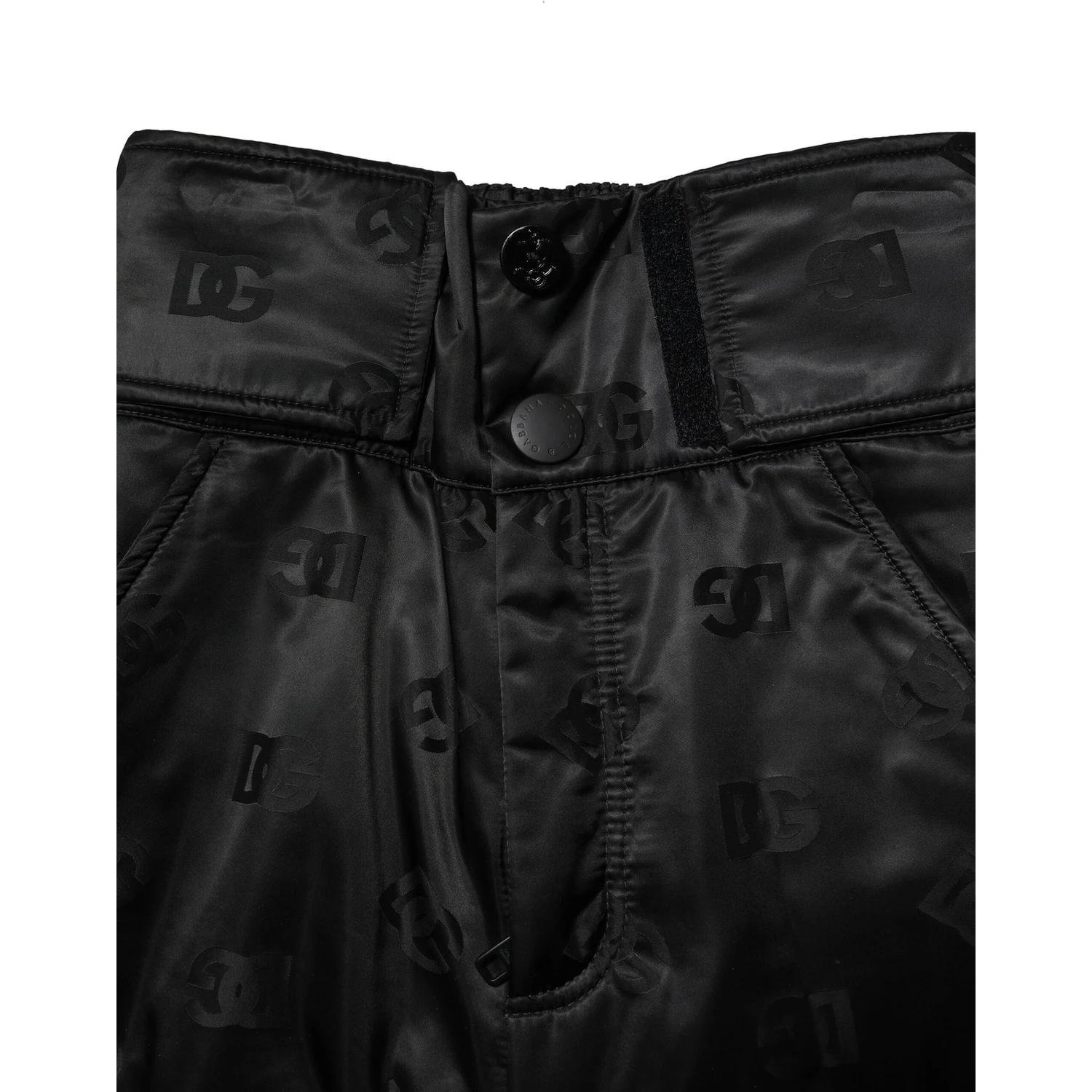 Black Nylon DG Logo Straight Pants