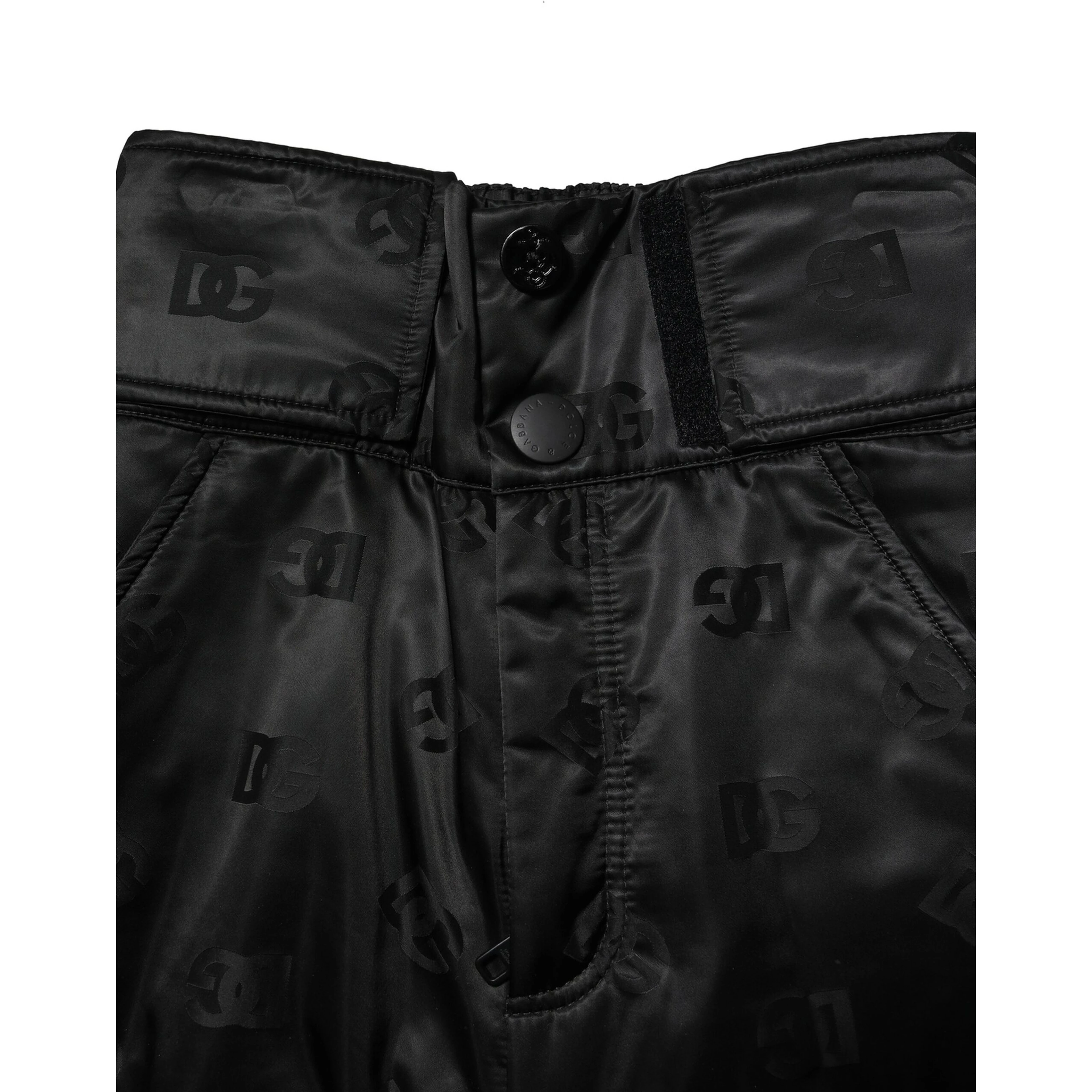 Black Nylon DG Logo Straight Pants