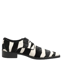 Black White Zebra Pony Fur Dress Shoes