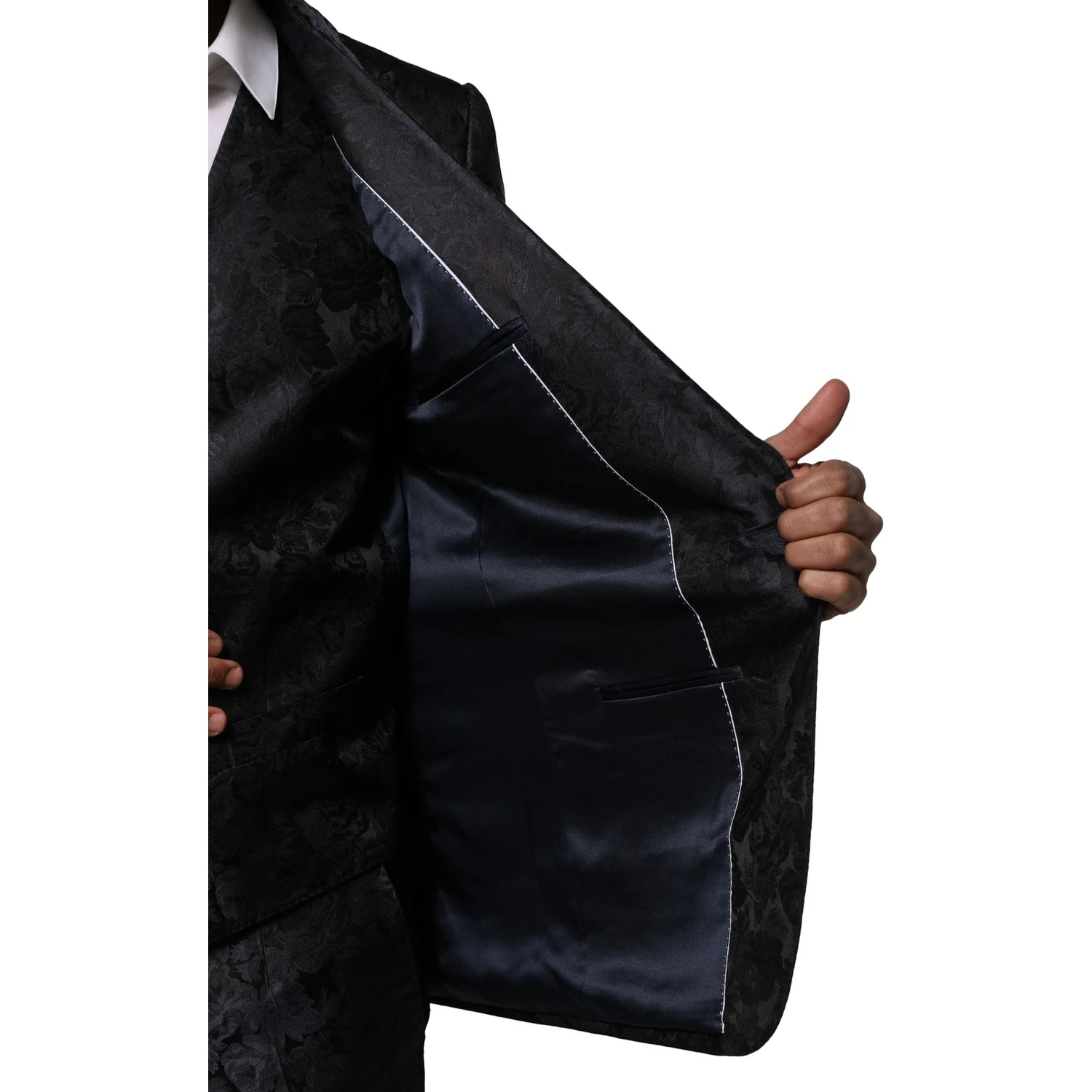 Black Jacquard 3 Piece Single Breasted Suit