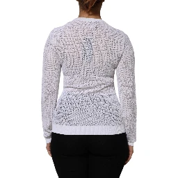 White Round Neck Long Sleeves Pullover Top