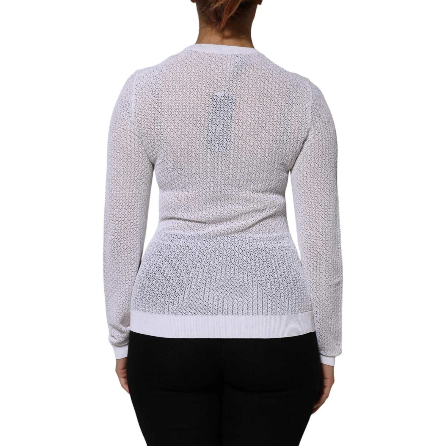 White Round Neck Long Sleeves Pullover Top