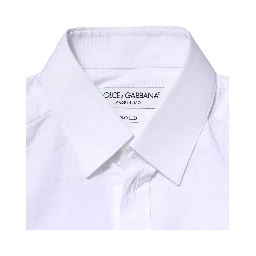 White Cotton GOLD Long Sleeves Dress Shirt