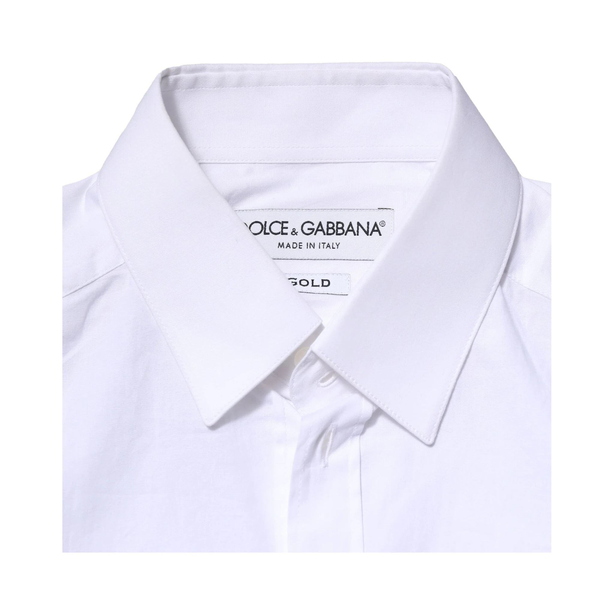 White Cotton GOLD Long Sleeves Dress Shirt
