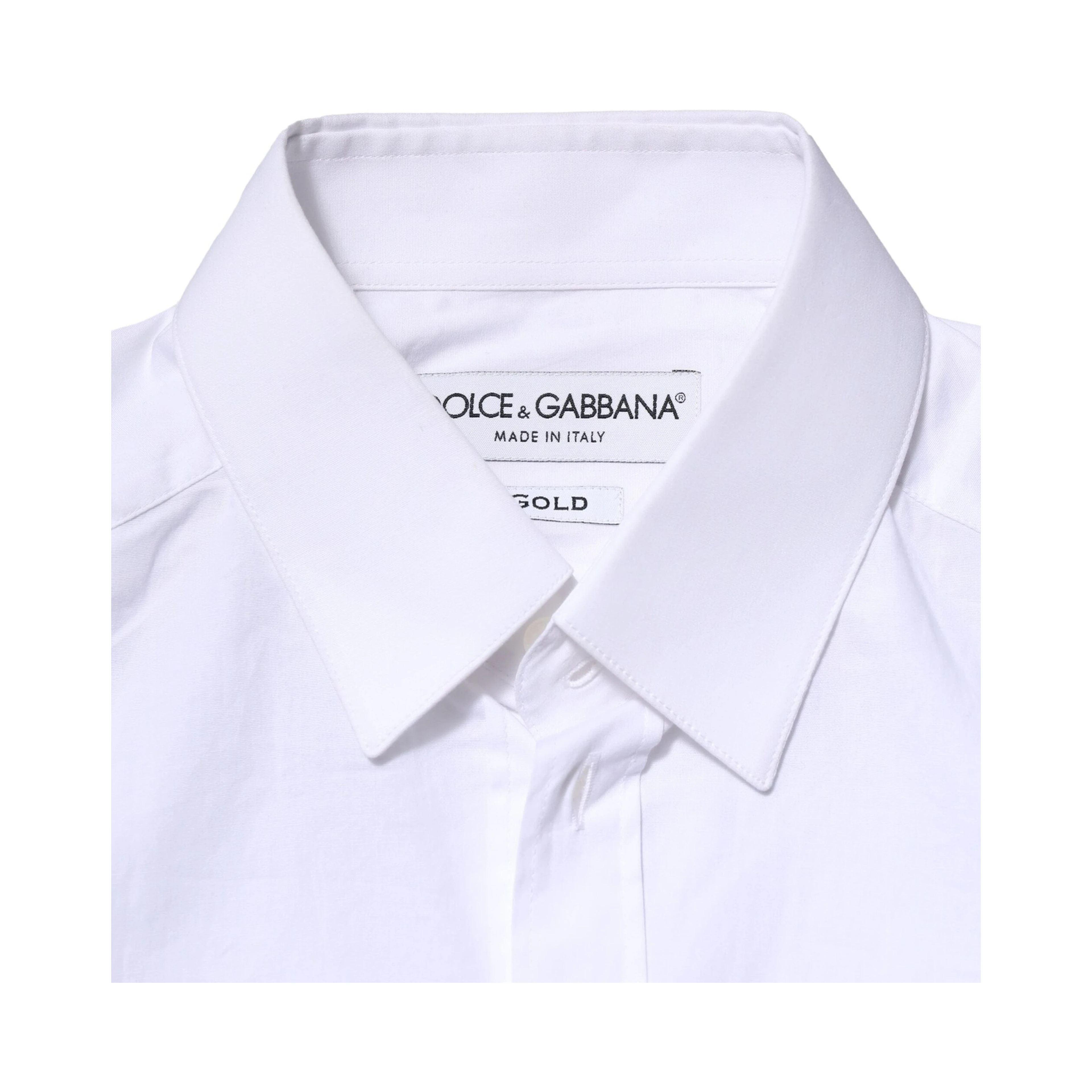 White Cotton GOLD Long Sleeves Dress Shirt