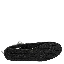 Black Quilted Leather Lace Up Sneakers Shoes