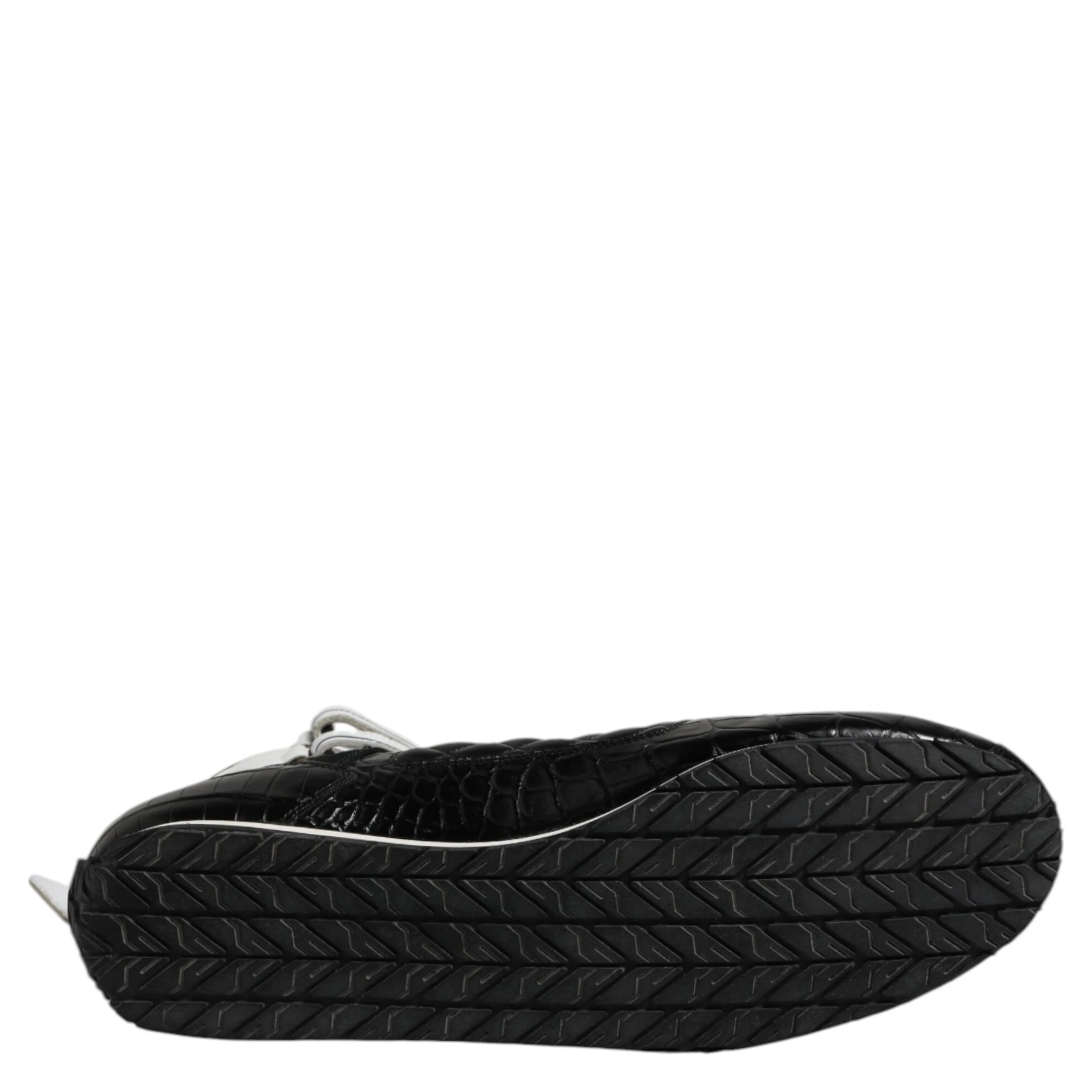 Black Quilted Leather Lace Up Sneakers Shoes