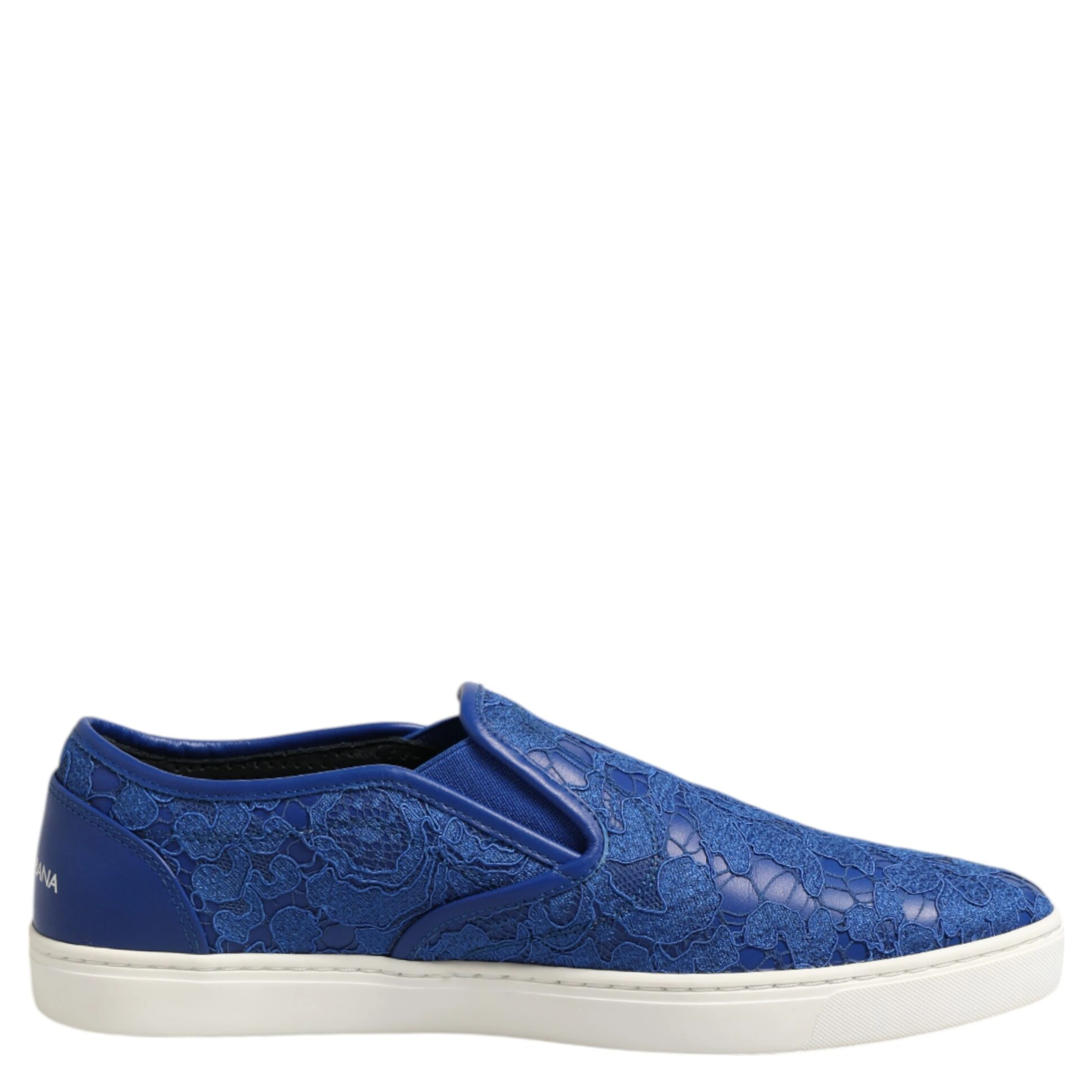 Blue Leather Lace Slip On Sneaker Shoes